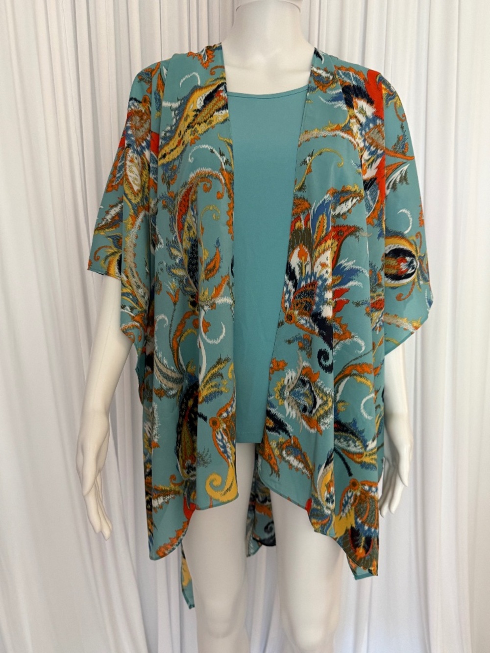 IMAN 3 Pc Paisley Kimono Topper & 2 Tanks Set NWT XL One Size Resort